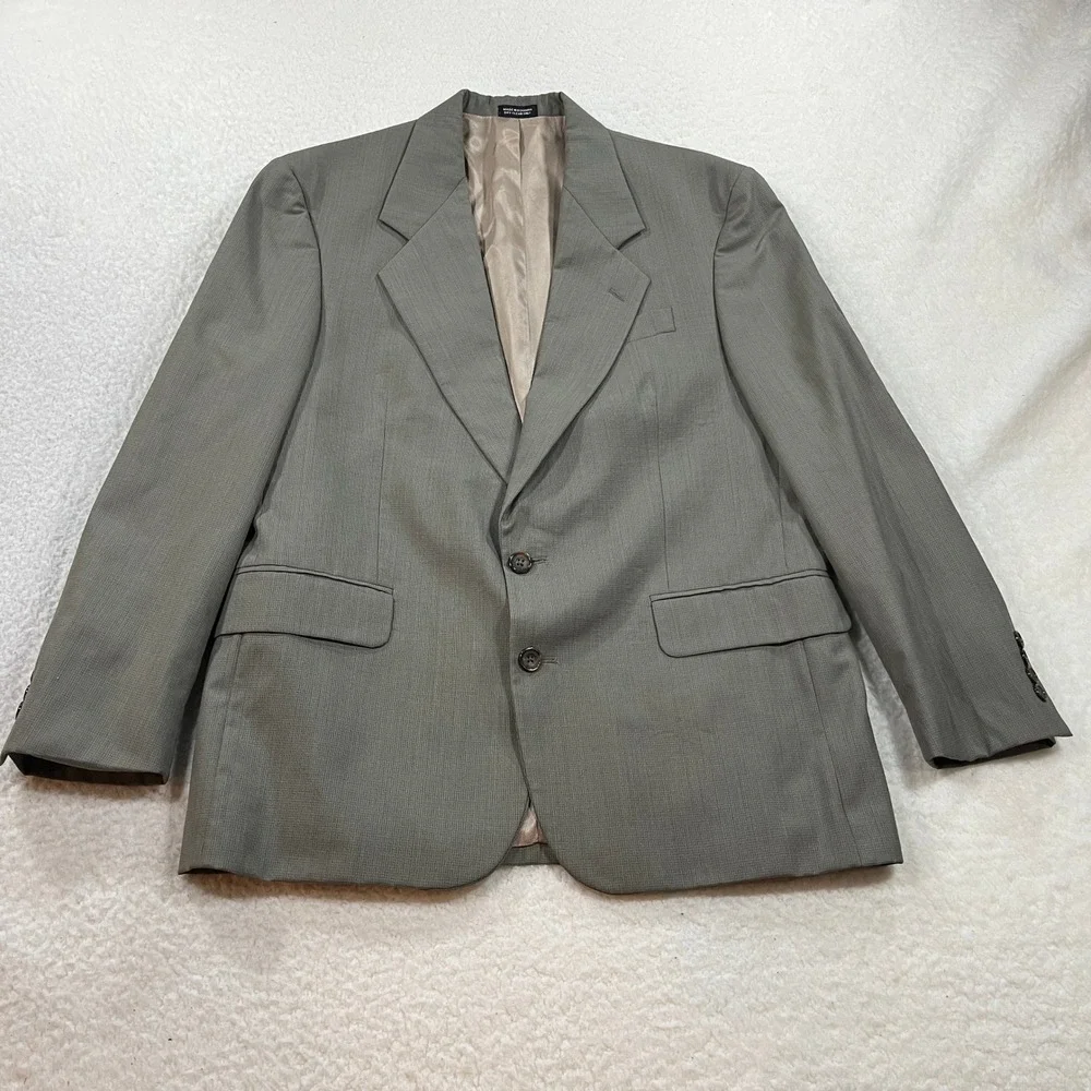 Oscar de la Renta Blazer Mens 40S Gray Tailored Suit Jacket Two Button Textured